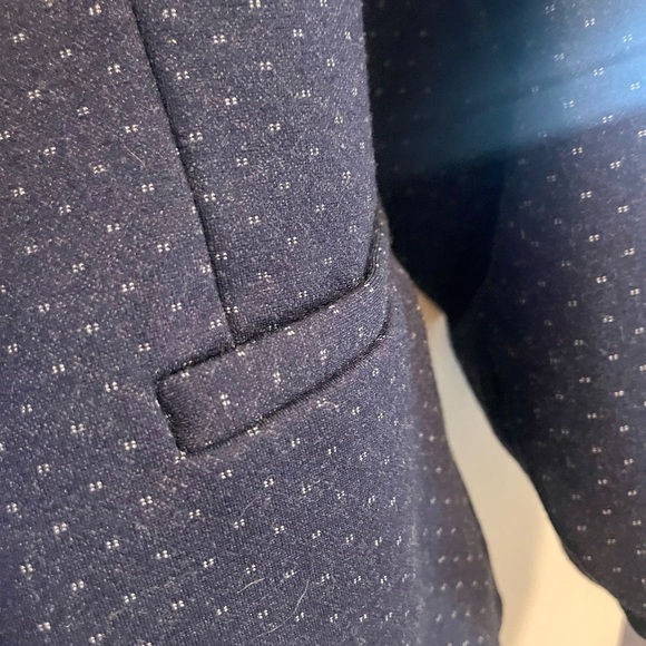 Amanda & Chelsea 3/4 ruched sleeve navy blue & white  blazer size large - Picture 5 of 9